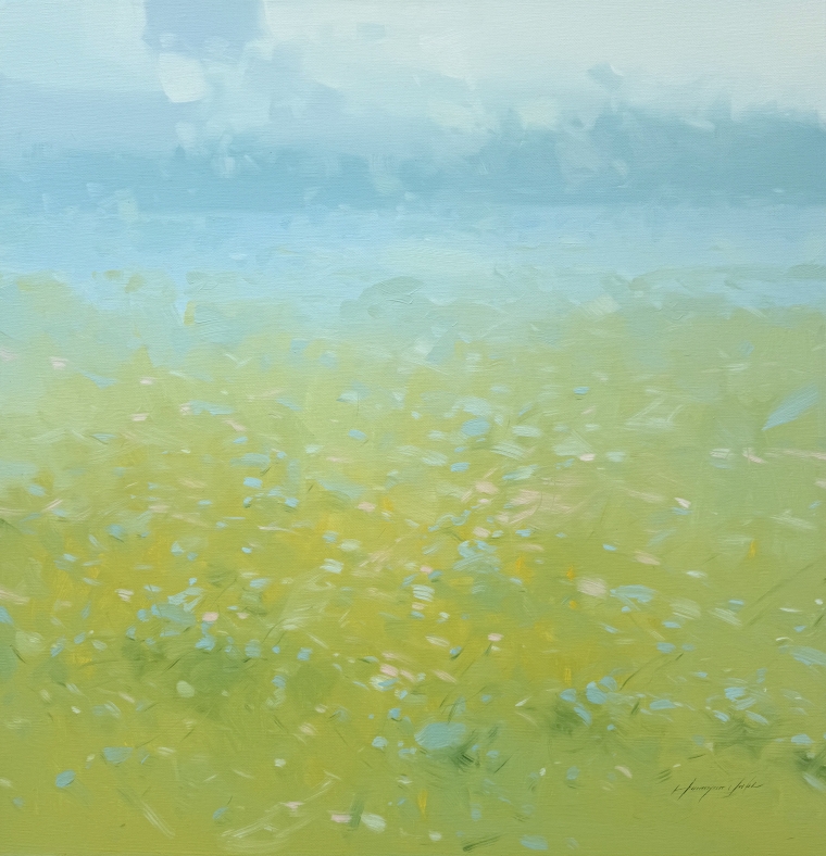 Spring Field, Original oil Painting, Handmade artwork, One of a Kind                   